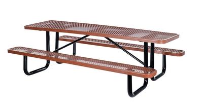 Rectangle Picnic Table, Metal, 72 Inch Size, Brown