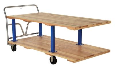 Double Deck Hardwood Platform Cart, 36 Inch x 72 Inch Size