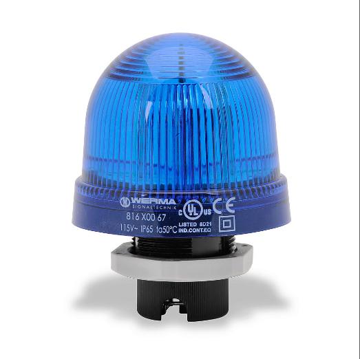 Industrial Signal Beacon, 75mm, Blue, Permanent, 37mm Mount, 115 VAC