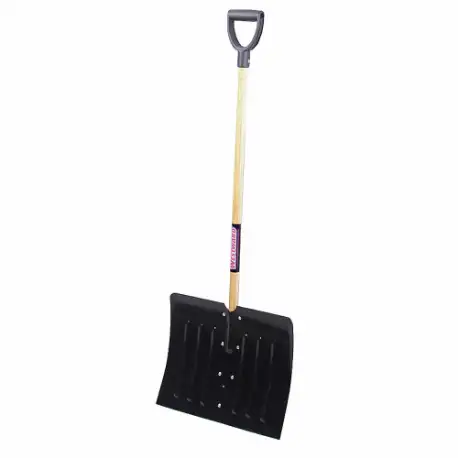 Snow Shovel, 18 Inch Blade Width, Wood, 37 Inch Handle Length, D-Grip