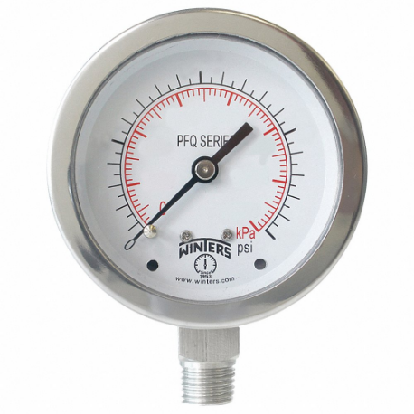 Industrial Pressure Gauge, Field-Fillable, 0 To 600 Psi, 2 1/2 Inch Dial