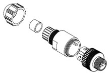 Single Keyway, Straight Male, 4 Pole, 3.30-6.60mm Cable Dia