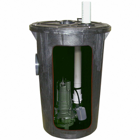 Sewage Package System, 4/10 Hp, 115V AC, Float, 60 Gpm Flow Rate